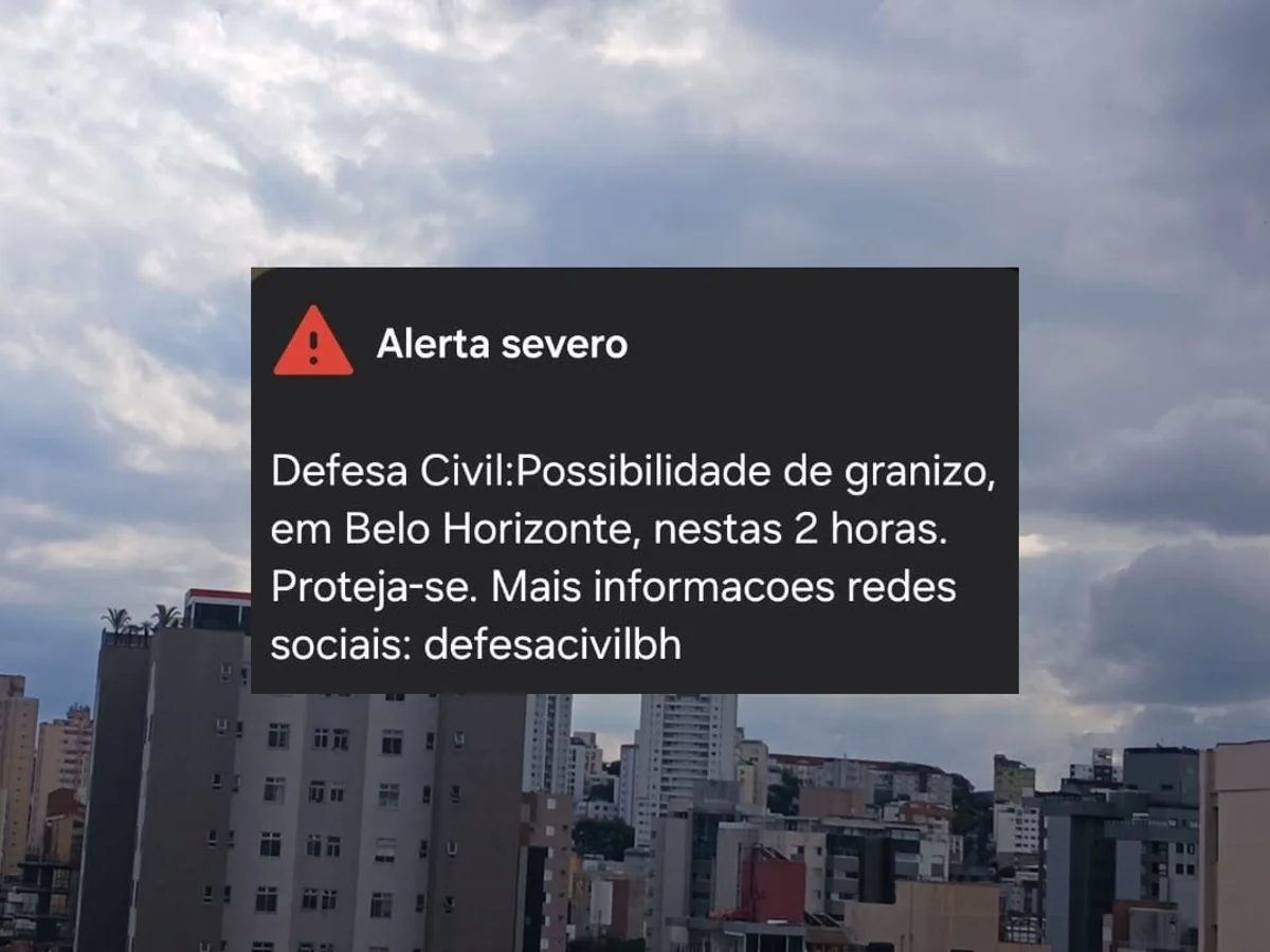 Defesa Civil de BH emite alerta severo para granizo e ventos de até 50 km/h