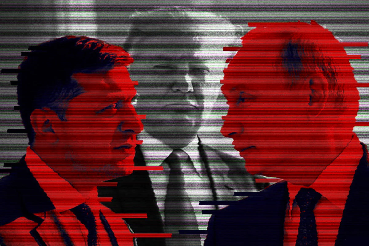 Imagem colorida de Trump, Zelensky e Putin - Metrópoles