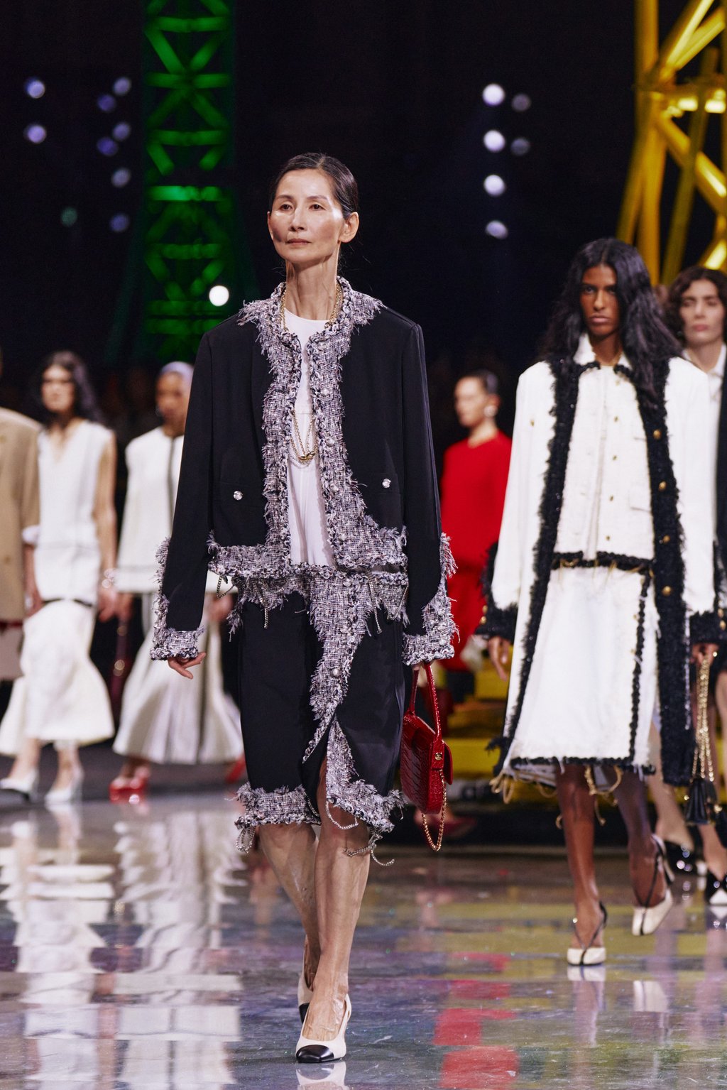 Hong Kong model Christina Chung wears a tweed-trimmed ensemble at Chanel fall/winter 2026. Photo: Handout