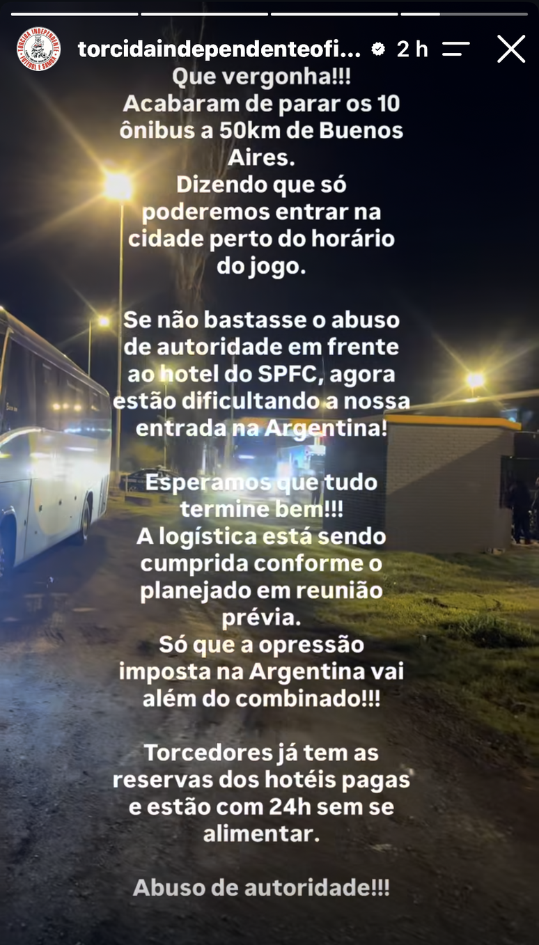 Tensão marca chegada da torcida do São Paulo a Buenos Aires antes de duelo com o Boca Juniors