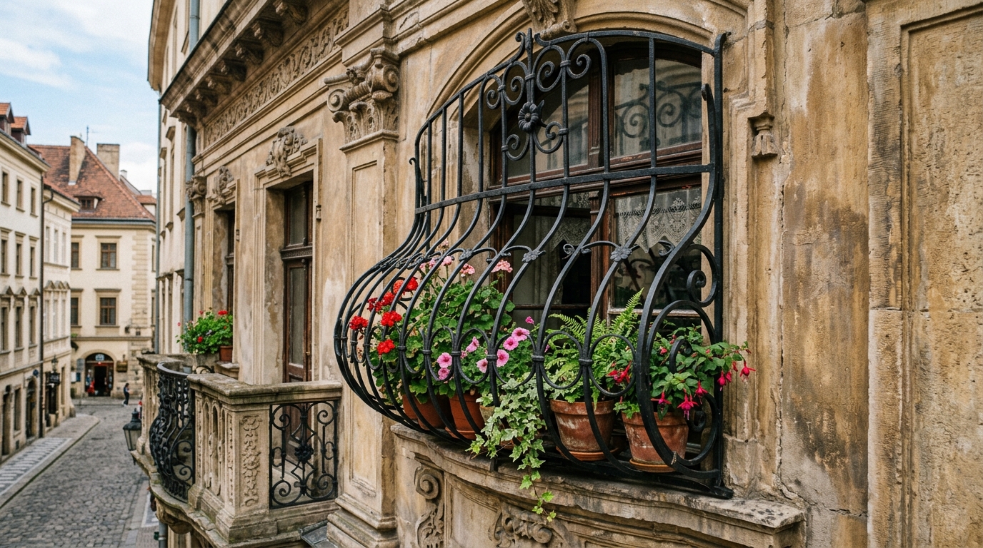 Grade de janela curva de 400 anos dificulta assaltos e ainda protege casas antigas pela Europa: o detalhe barroco virou padrão em janelas antigas