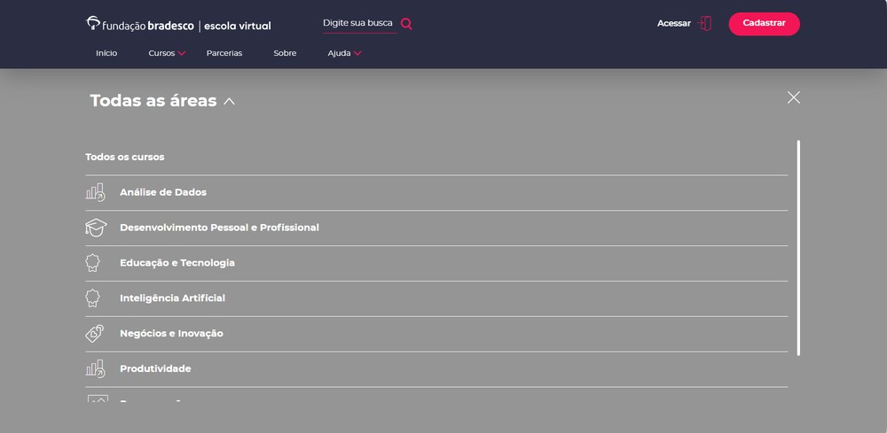 Escola Virtual da Fundação Bradesco oferece cursos gratuitos em diversas áreas — Foto: Reprodução/Caroline Silvestre