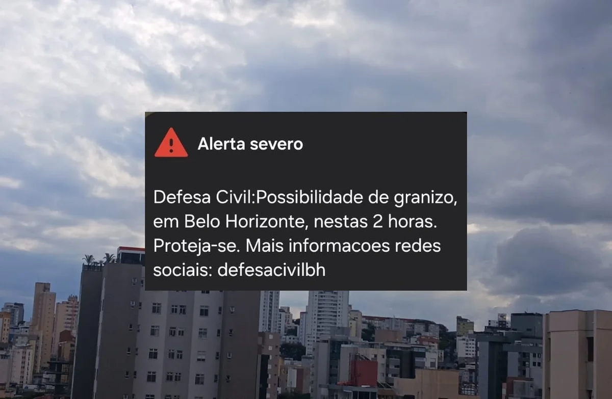 Imagem da matéria: Defesa Civil de BH emite alerta severo para granizo e ventos de até 50 km/h